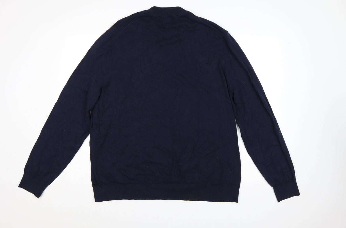 Burton Menswear London Men’s Navy Blue 2XL High Neck Cotton Jumper