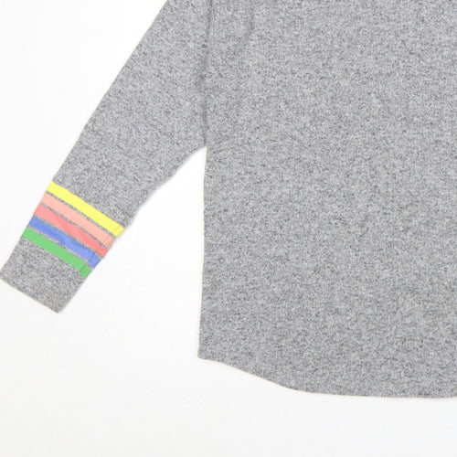 Tu Woman Grey Rainbow Stripe Cuff Knit Jumper UK 12