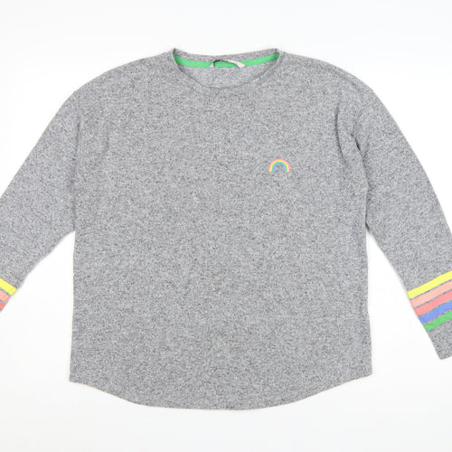 Tu Woman Grey Rainbow Stripe Cuff Knit Jumper UK 12