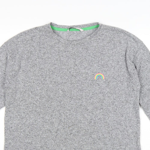 Tu Woman Grey Rainbow Stripe Cuff Knit Jumper UK 12