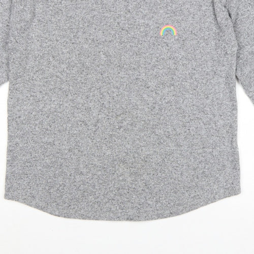 Tu Woman Grey Rainbow Stripe Cuff Knit Jumper UK 12