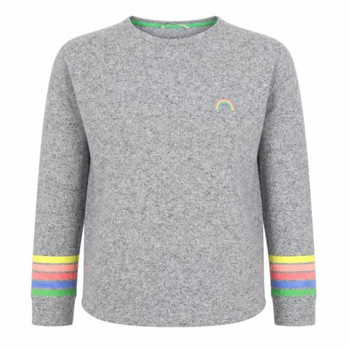 Tu Woman Grey Rainbow Stripe Cuff Knit Jumper UK 12
