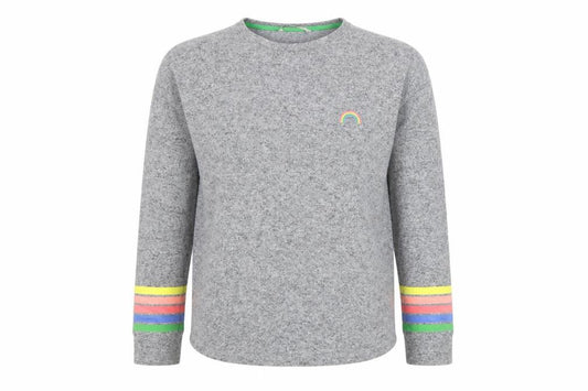 Tu Woman Grey Rainbow Stripe Cuff Knit Jumper UK 12