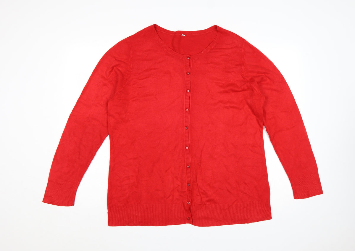 Back view of BHS Women’s Red, size UK 20, Round Neck Button Knit Cardigan