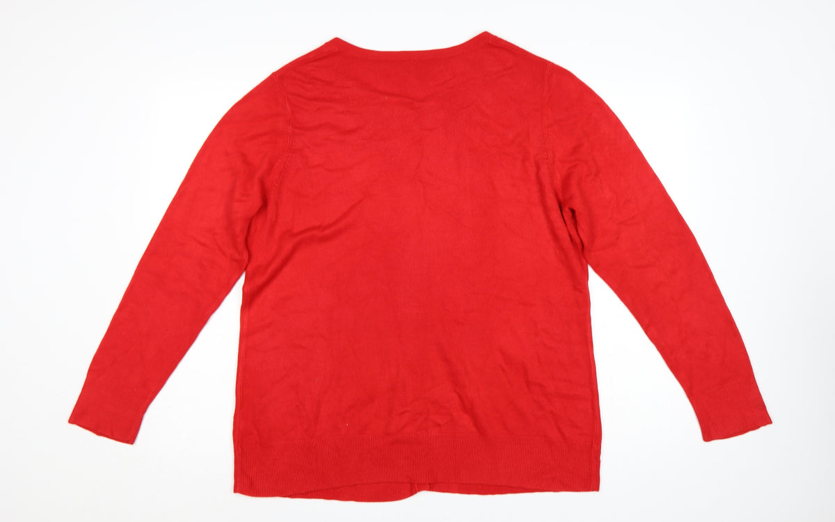Brand and care label for BHS Women’s Red, size UK 20, Round Neck Button Knit Cardigan