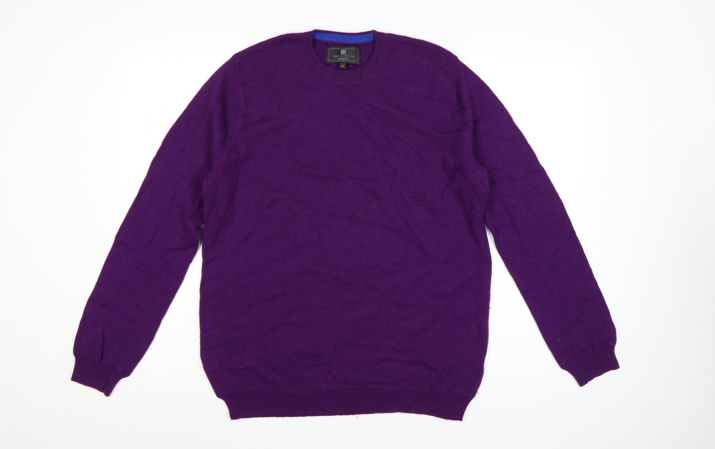 Marks and Spencer Unisex Purple M Merino Cashmere Crew Neck Pullover