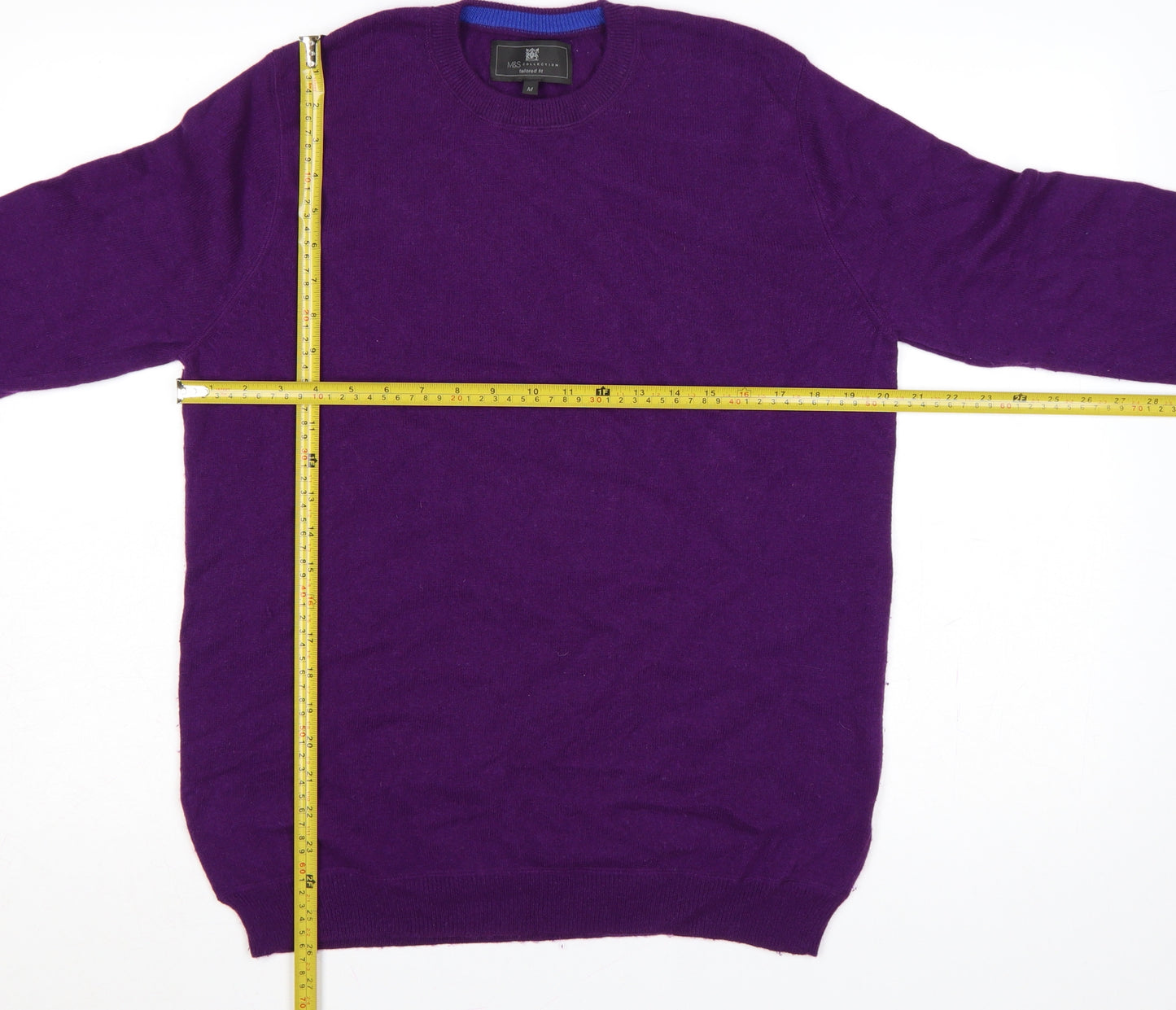 Marks and Spencer Unisex Purple M Merino Cashmere Crew Neck Pullover