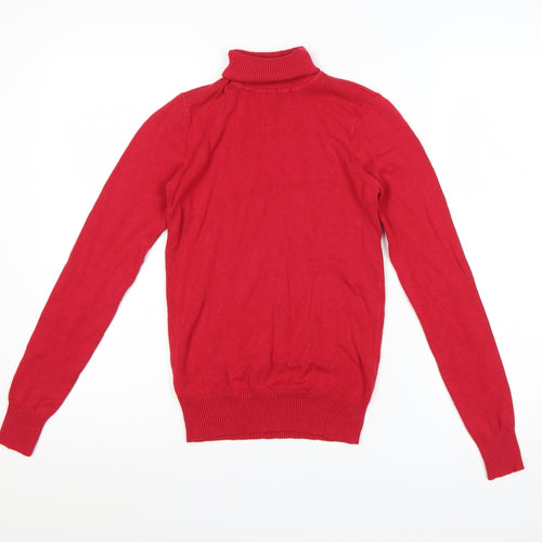 Papaya Women Red Size 8 Roll Neck Fine Knit Pullover Jumper