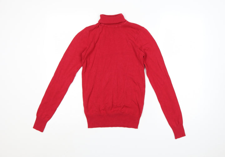 Papaya Women Red Size 8 Roll Neck Fine Knit Pullover Jumper