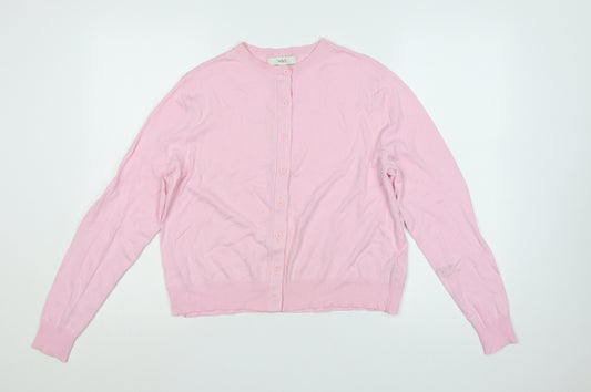 Marks and Spencer Women Pink Size 14 Button Knit Cardigan