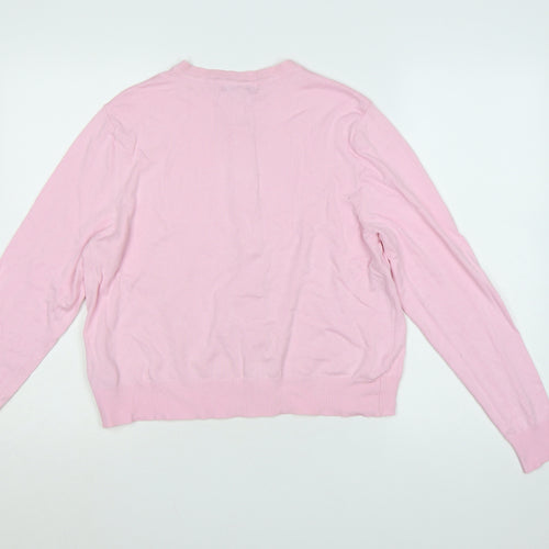 Marks and Spencer Women Pink Size 14 Button Knit Cardigan