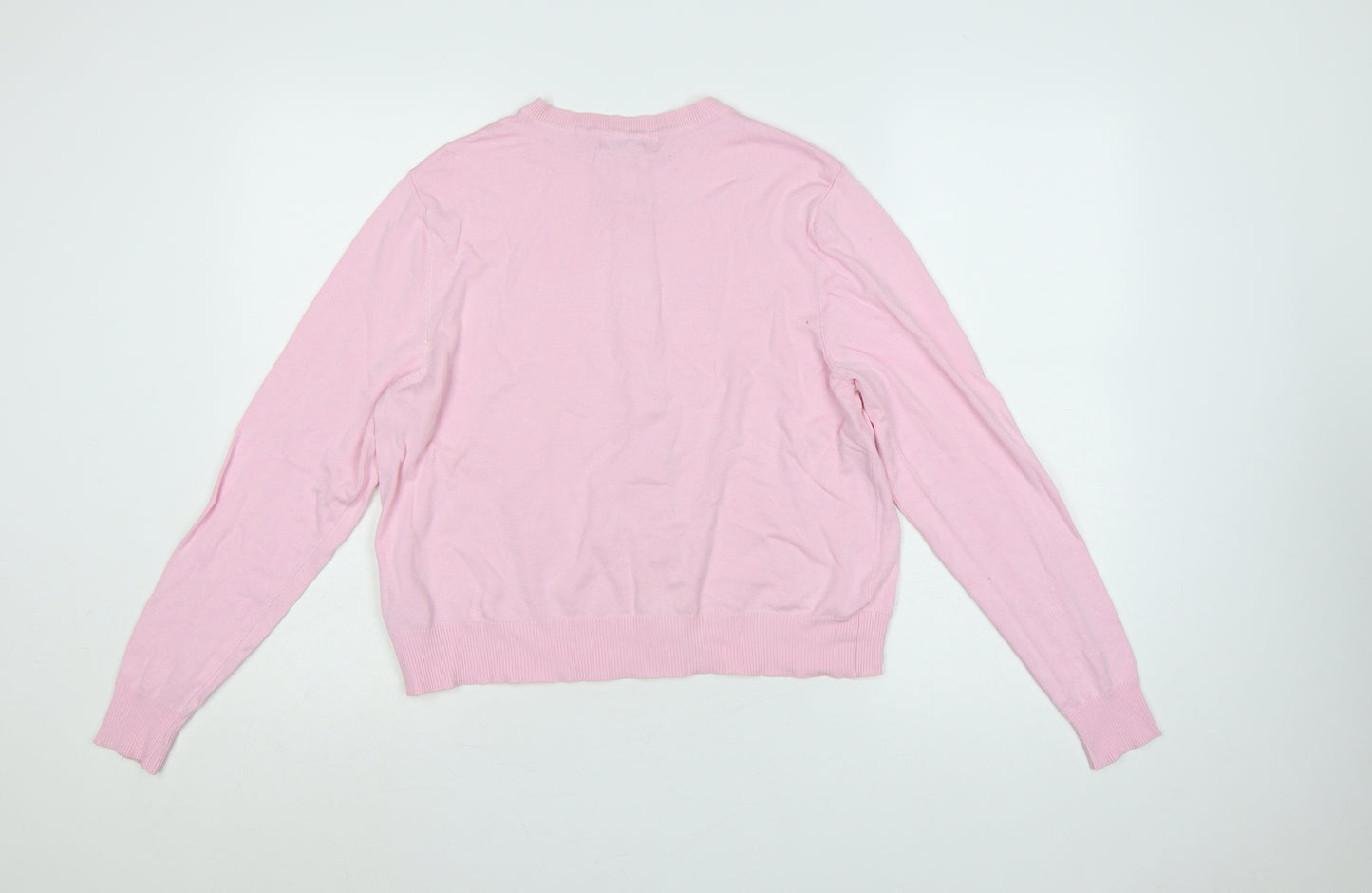 Marks and Spencer Women Pink Size 14 Button Knit Cardigan