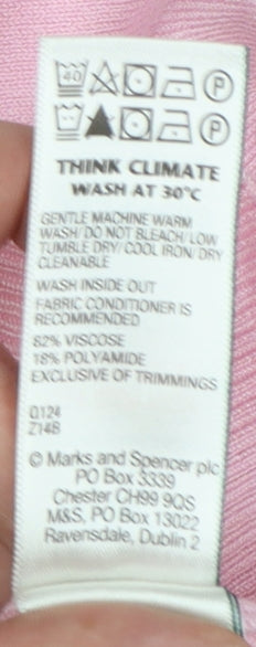 Marks and Spencer Women Pink Size 14 Button Knit Cardigan
