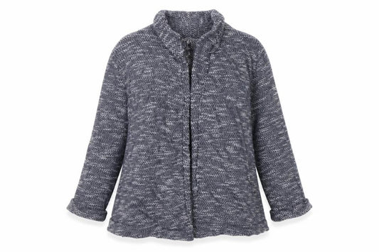 FatFace Women Blue Marled Open Cardigan UK 8 Cowl Neck Knit Pockets