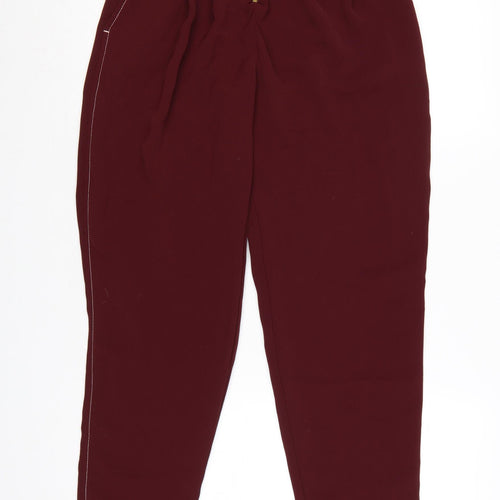 Topshop Women’s Red UK 8 High Rise Tapered Pleated Trousers