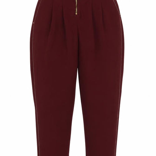 Topshop Women’s Red UK 8 High Rise Tapered Pleated Trousers
