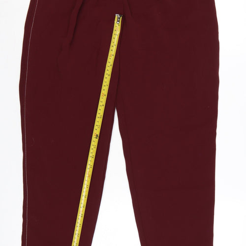 Topshop Women’s Red UK 8 High Rise Tapered Pleated Trousers