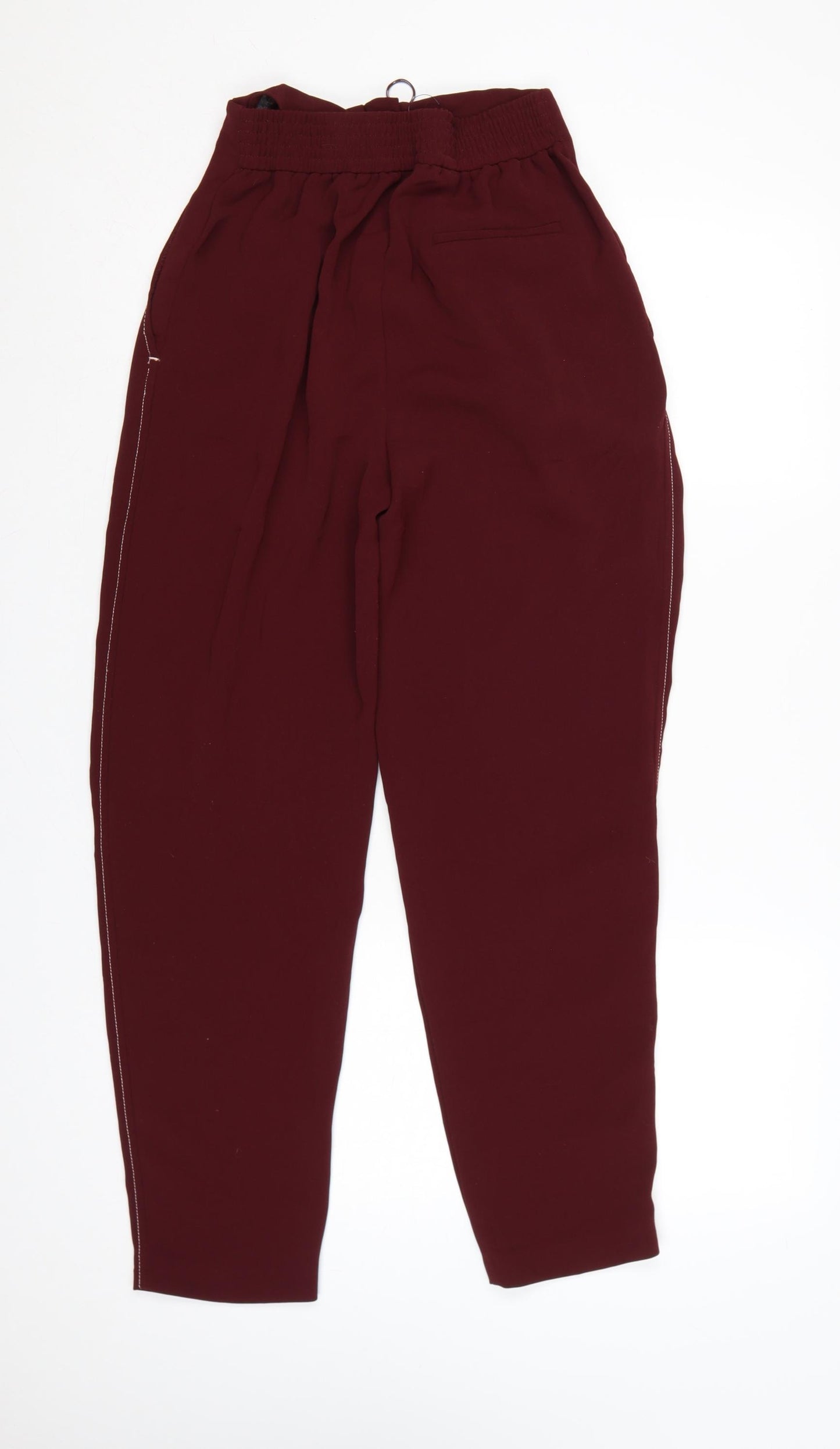 Topshop Women’s Red UK 8 High Rise Tapered Pleated Trousers