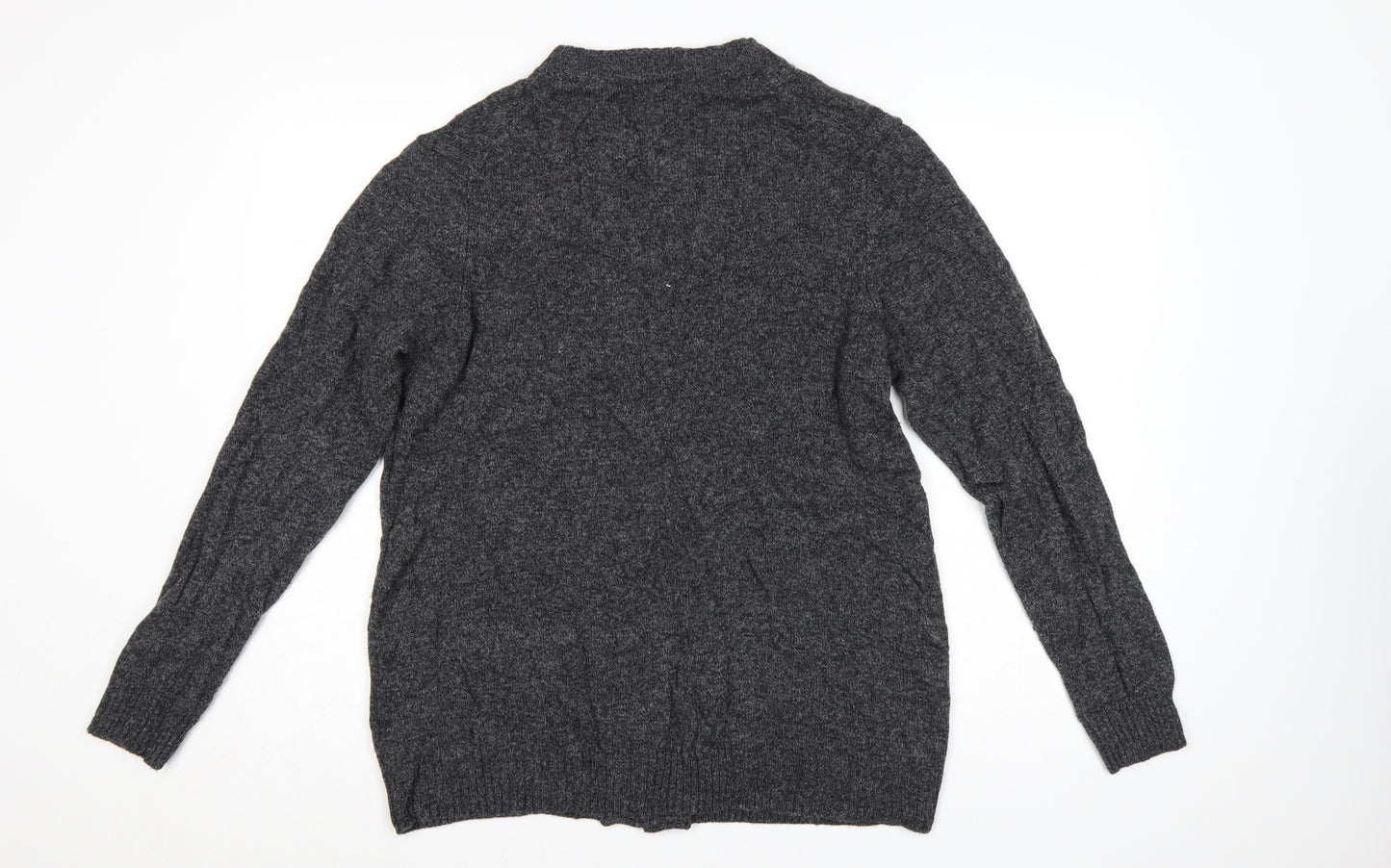 Marks and Spencer Men Grey Large Lambswool Rich Button Cardigan