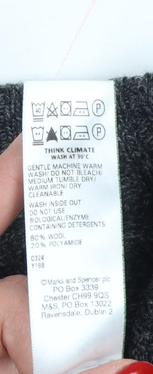 Marks and Spencer Men Grey Large Lambswool Rich Button Cardigan