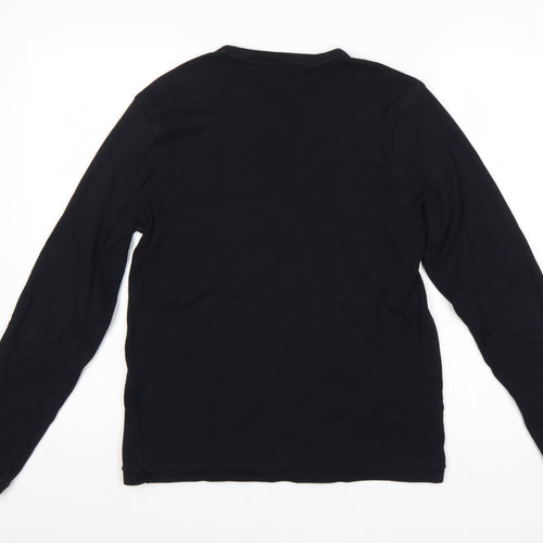 River Island Men’s Black M Long Sleeve Embroidered V-Neck T-Shirt
