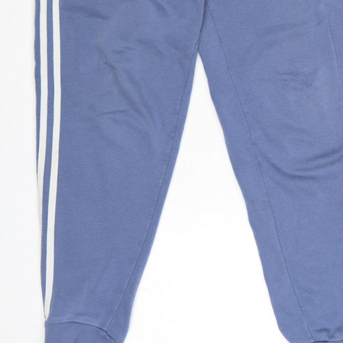 adidas Men’s Blue L Jogger Sweatpants 3 Stripe Logo Drawstring