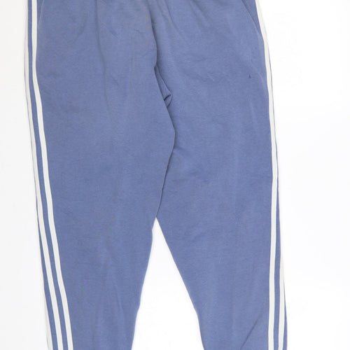 adidas Men’s Blue L Jogger Sweatpants 3 Stripe Logo Drawstring