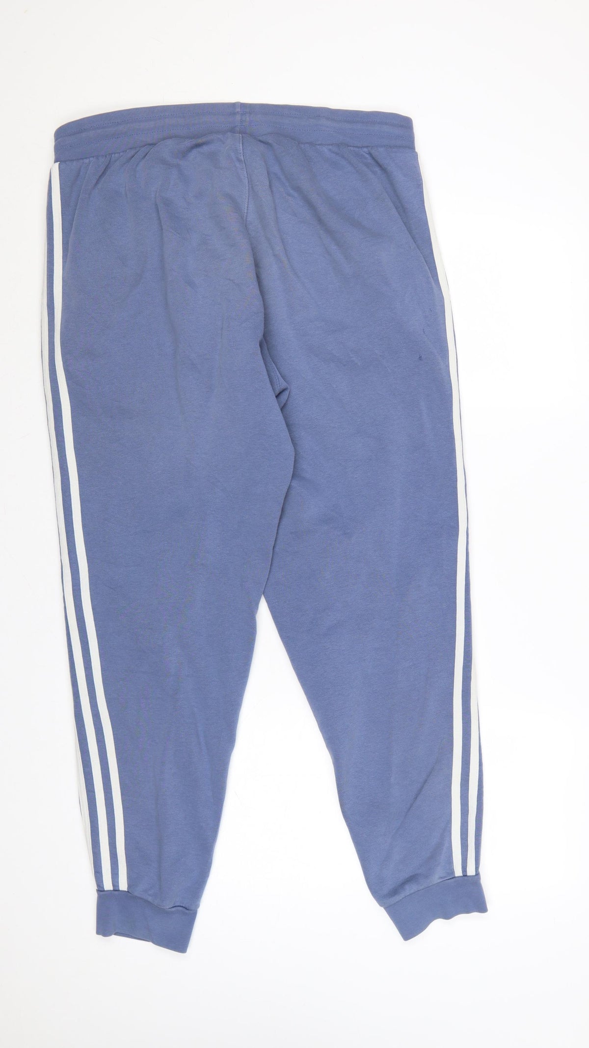 adidas Men’s Blue L Jogger Sweatpants 3 Stripe Logo Drawstring