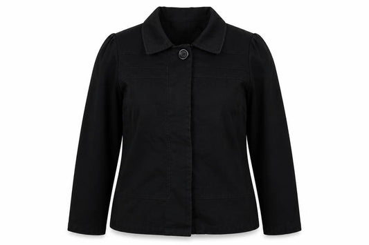 Bhs Women’s Black UK 16 Cotton Blend Collared Button Jacket