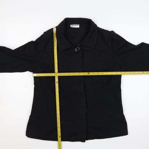 Bhs Women’s Black UK 16 Cotton Blend Collared Button Jacket
