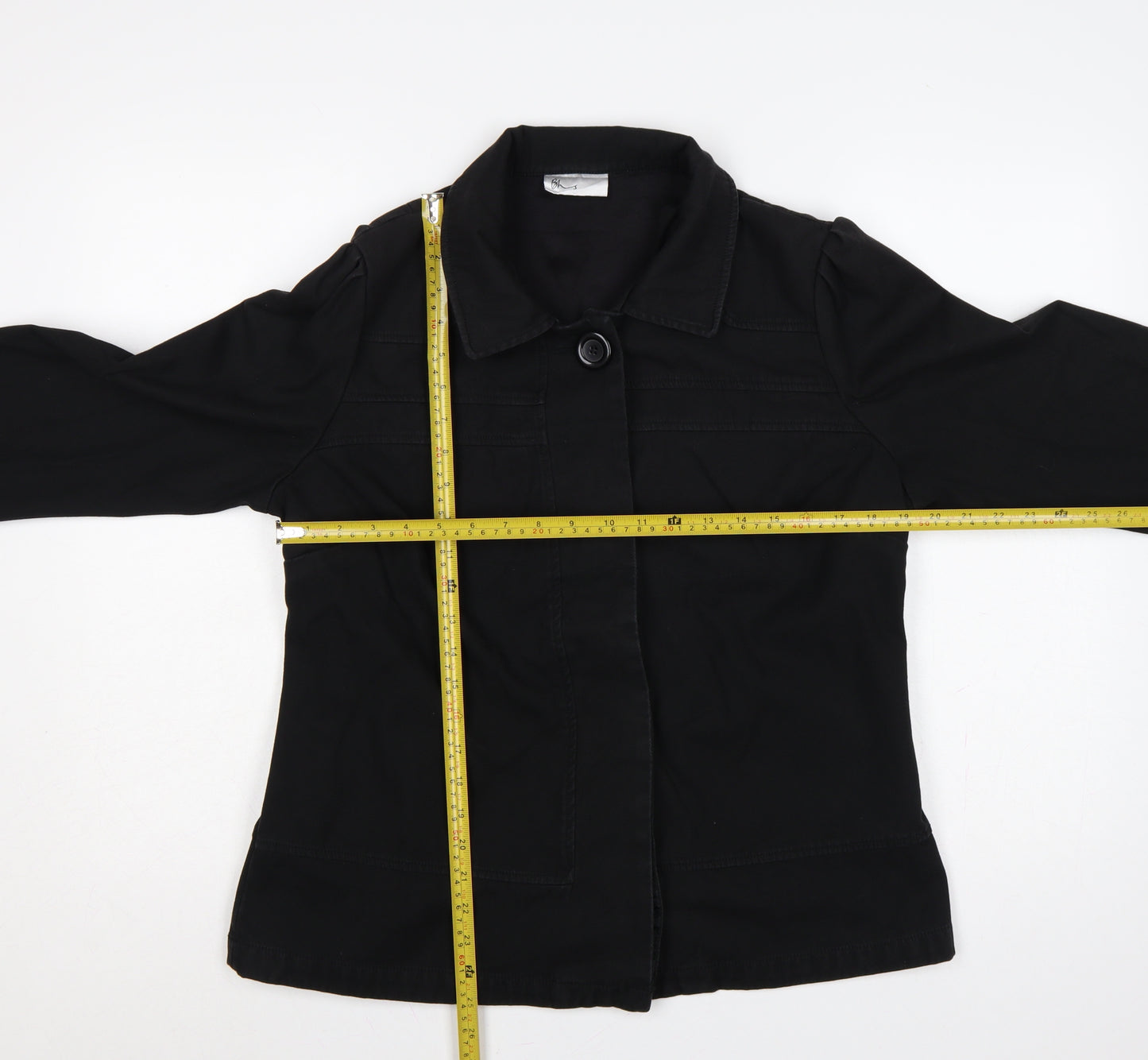 Bhs Women’s Black UK 16 Cotton Blend Collared Button Jacket