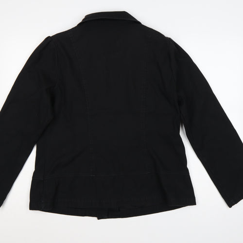 Bhs Women’s Black UK 16 Cotton Blend Collared Button Jacket