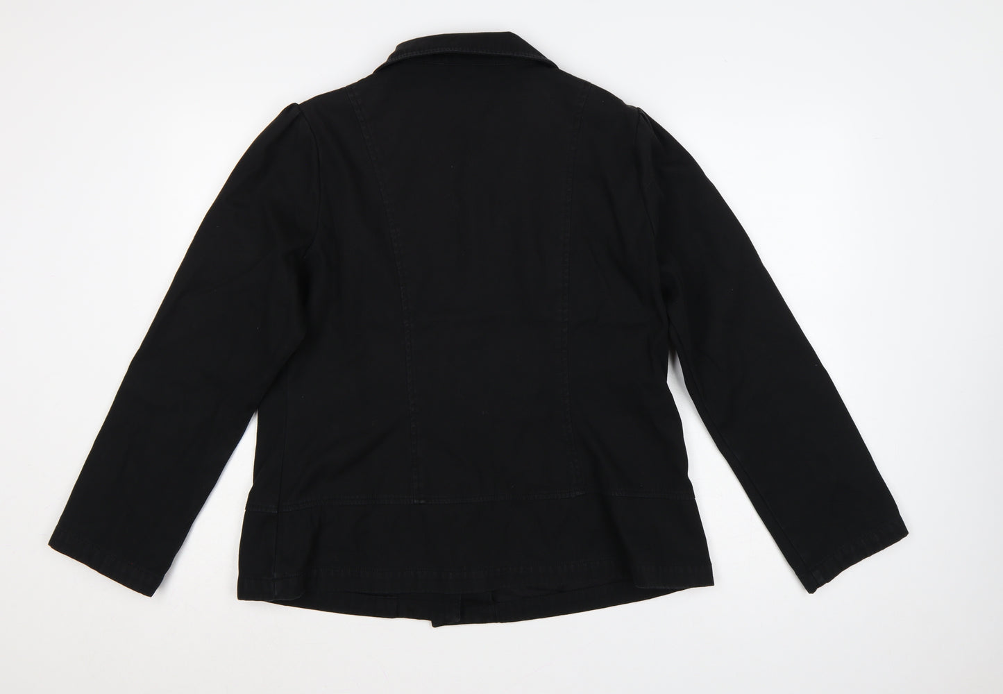 Bhs Women’s Black UK 16 Cotton Blend Collared Button Jacket