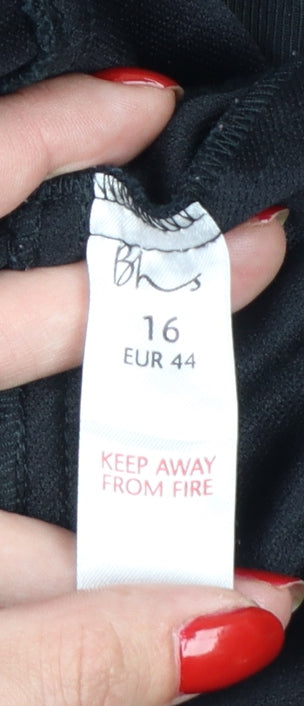 Bhs Women’s Black UK 16 Cotton Blend Collared Button Jacket