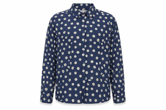 Seasalt Women Blue Daisy Floral Long Sleeve Button-Up Shirt UK 12