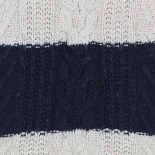 Gap Women’s Black Beige M Cable Knit Striped Crew Neck Jumper