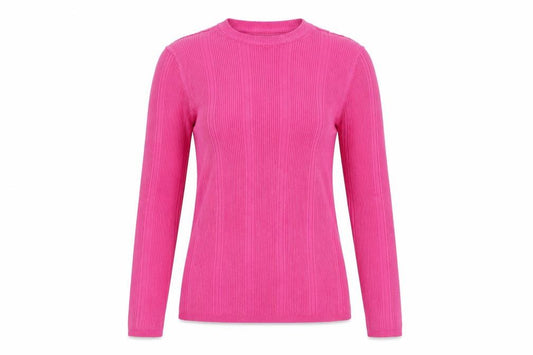 Marks and Spencer Women Pink Size 12 Ribbed Knit Crew Neck Jumper