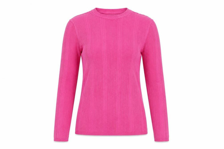 Marks and Spencer Women Pink Size 12 Ribbed Knit Crew Neck Jumper