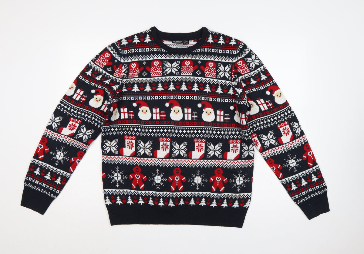 Livergy Men’s Multicoloured M Christmas Fair Isle Crew Neck Jumper