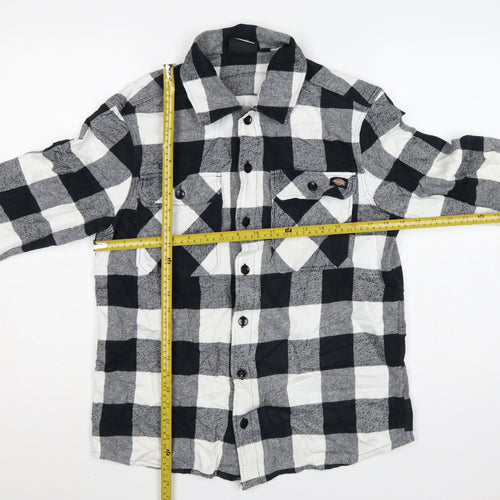 Dickies Men’s Black White Check Cotton Button-Up Work Shirt Medium