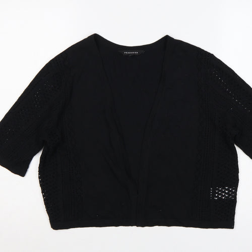 Peacocks Women’s Black Size 16 Open Knit Short Sleeve Cardigan