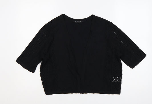 Peacocks Women’s Black Size 16 Open Knit Short Sleeve Cardigan