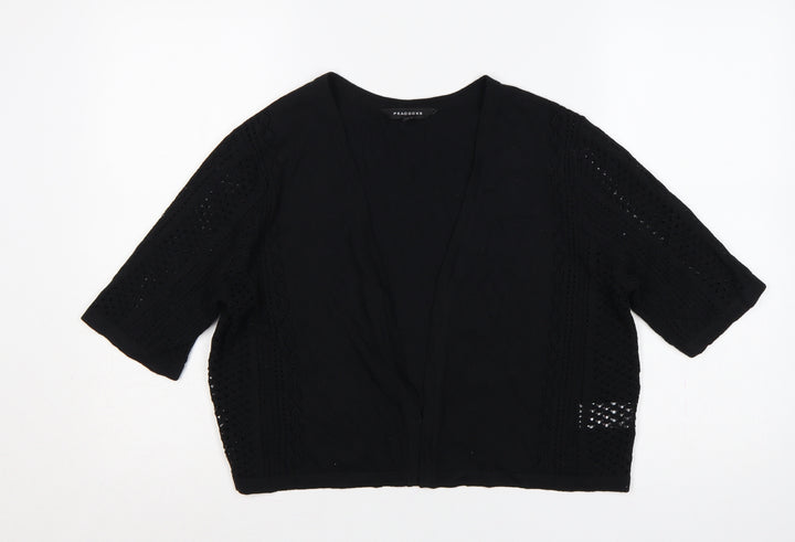 Peacocks Women’s Black Size 16 Open Knit Short Sleeve Cardigan