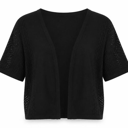Peacocks Women’s Black Size 16 Open Knit Short Sleeve Cardigan