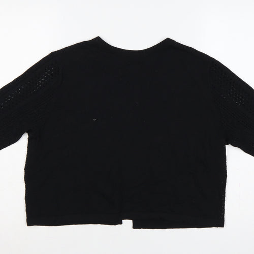 Peacocks Women’s Black Size 16 Open Knit Short Sleeve Cardigan