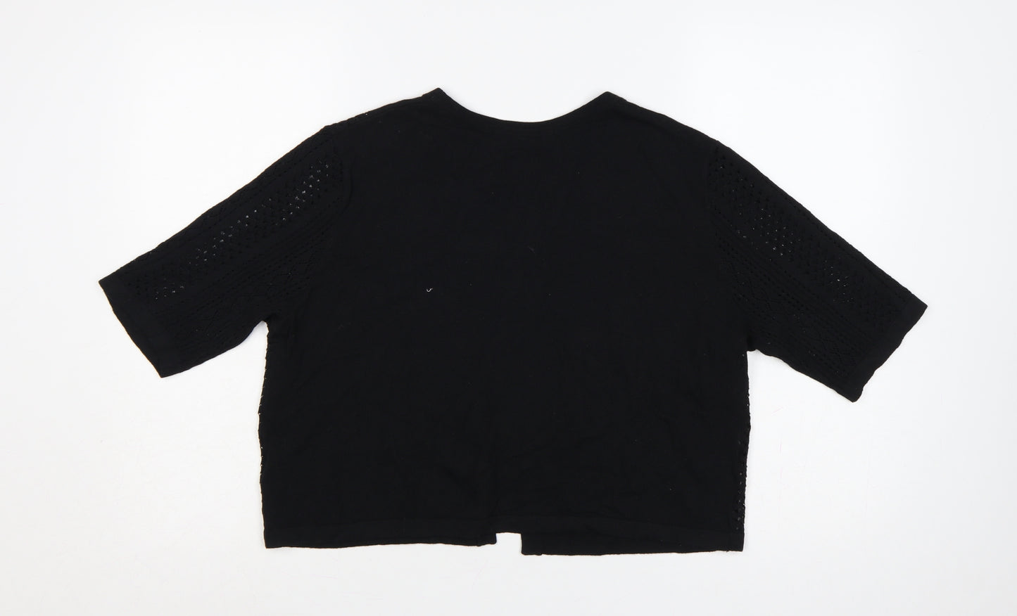 Peacocks Women’s Black Size 16 Open Knit Short Sleeve Cardigan