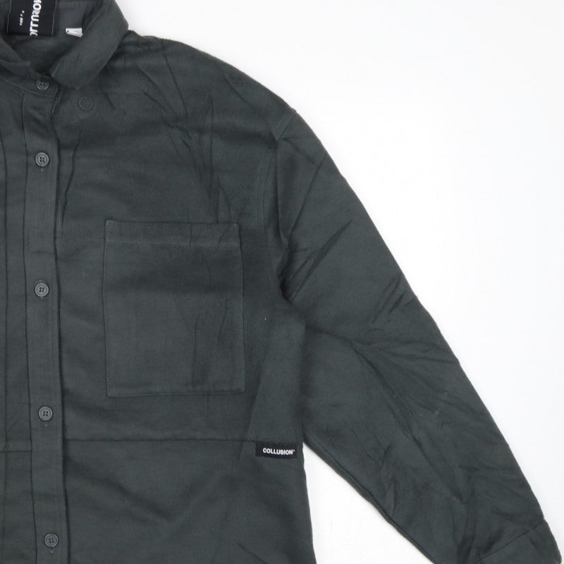 Additional view of COLLUSION Women’s Black UK 8 Relaxed Button-Up Pocket Shirt