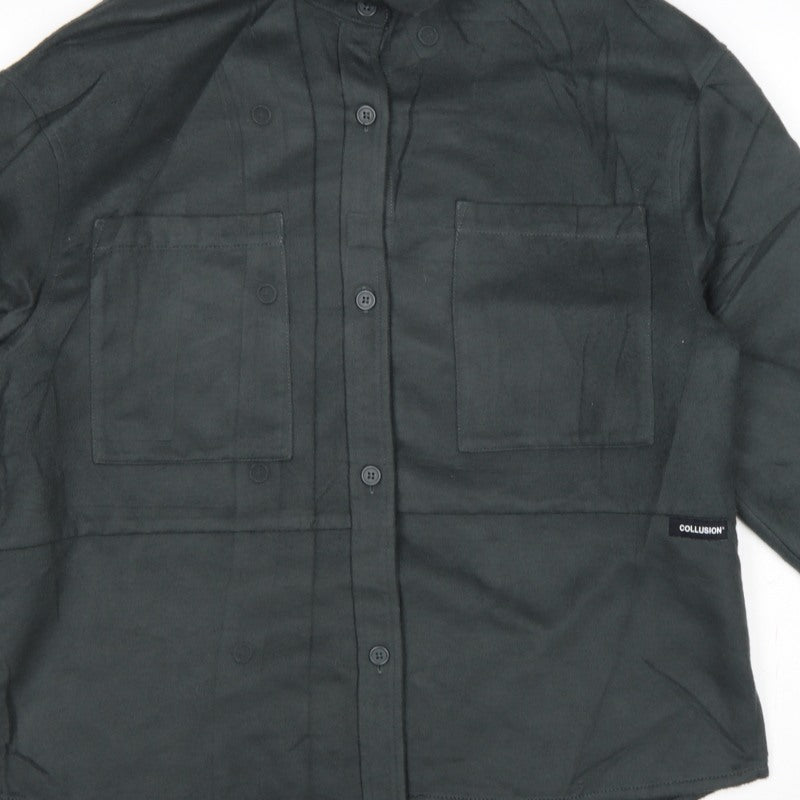 Additional view of COLLUSION Women’s Black UK 8 Relaxed Button-Up Pocket Shirt