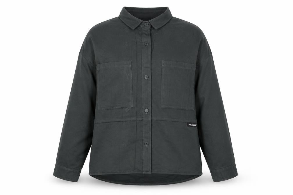 Front view of COLLUSION Women’s Black UK 8 Relaxed Button-Up Pocket Shirt