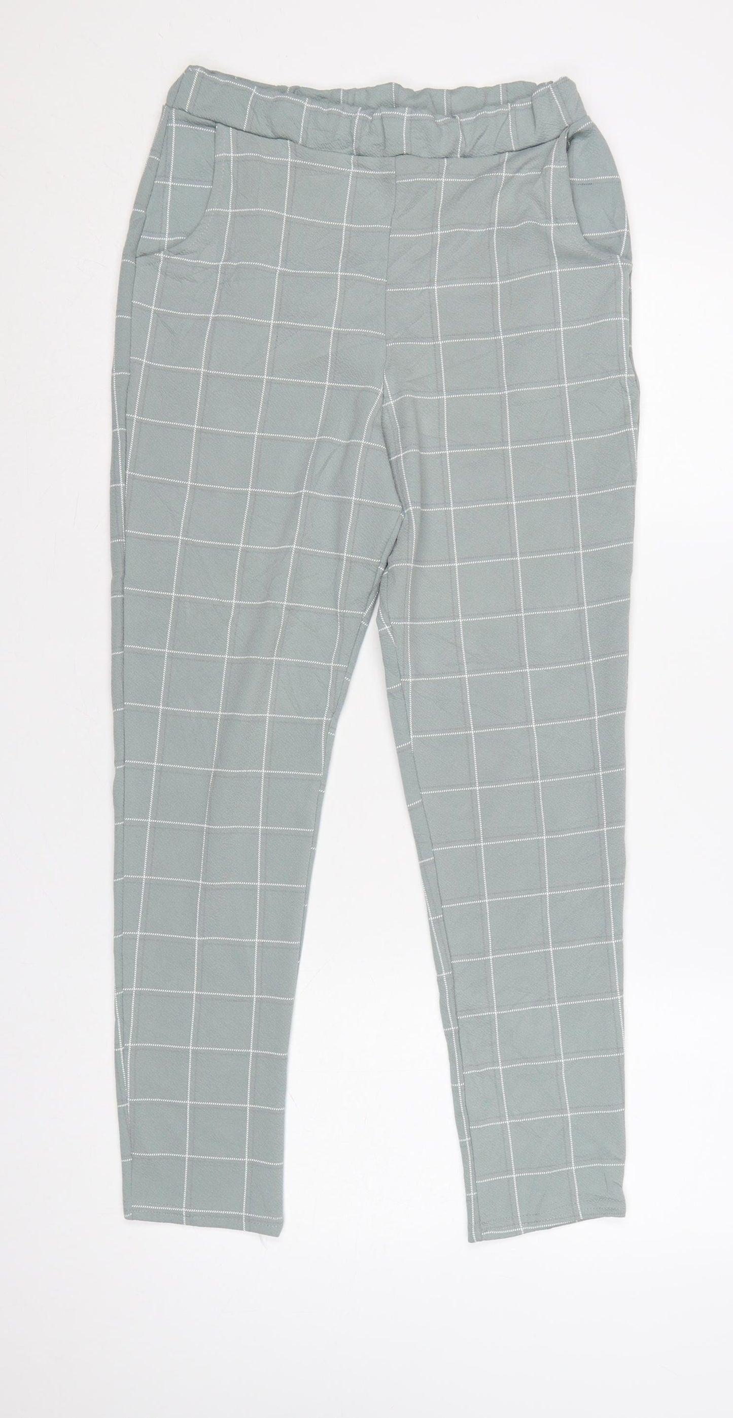 I Saw It First Women Green UK 8 Check Paperbag Tapered Trousers